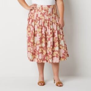 NWT Ryegrass Pleat Floral Midi Skirt Size Woman's 22W Retail $89